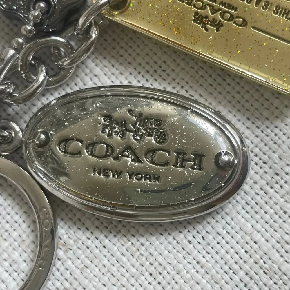 RARE Coach Oversized Glitter Hangtag Keychain Bag Charm | Heavyweight Y2K